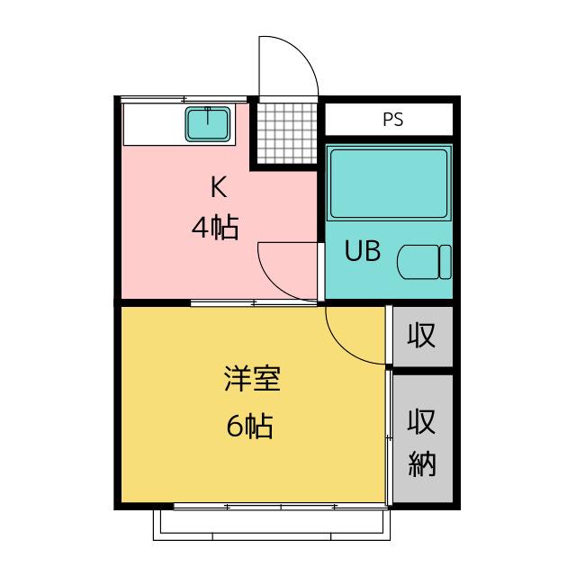 水崎ハイツPARTI(1DK/3階)の間取り写真