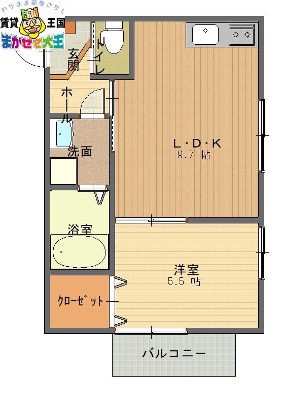 アベリア(1LDK/1階)の間取り写真