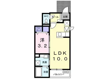 レジデンス アポロ(1LDK/1階)の間取り写真