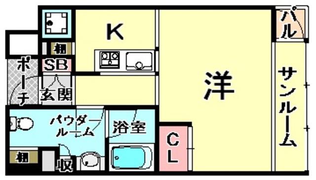 エスキュート御影(ワンルーム/1階)の間取り写真