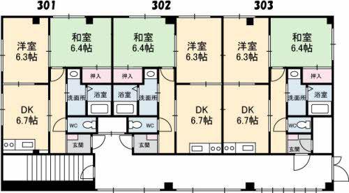 山崎ビル 3階(2DK/3階)の間取り写真
