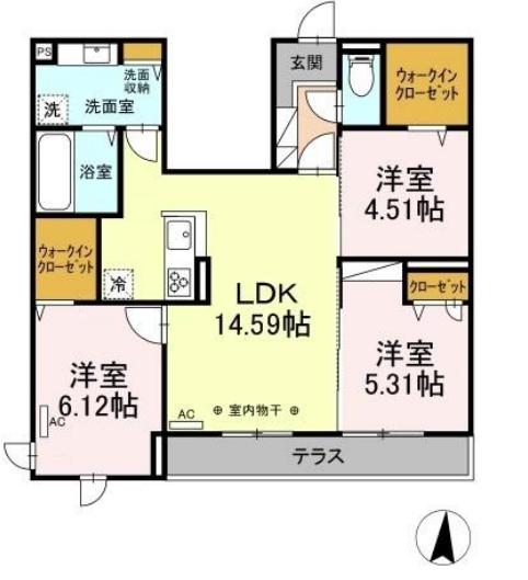 プライム レジデンス(3LDK/1階)の間取り写真