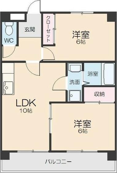 第5ヒルハイツ桃山(2LDK/2階)の間取り写真