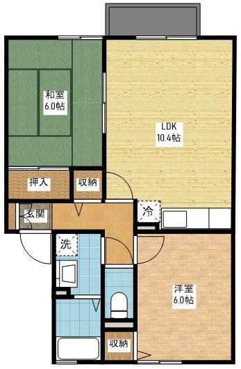 セジュールあいのA(2LDK/1階)の間取り写真
