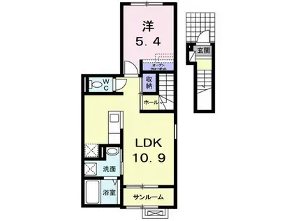 グラン カルフ-ル(1LDK/2階)の間取り写真