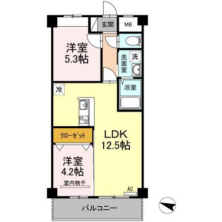 OTO寺家駅前(2LDK/3階)の間取り写真