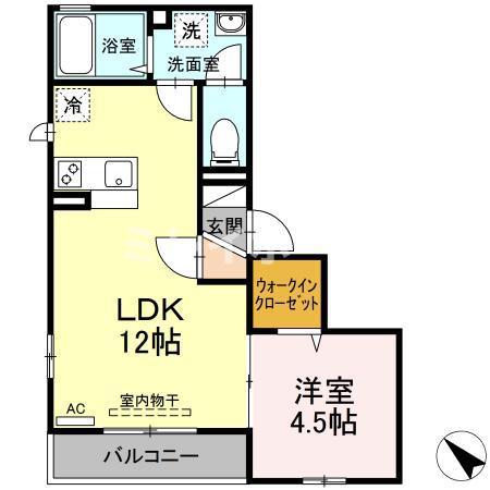 コルナス蒲田(1LDK/3階)の間取り写真