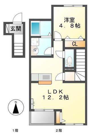 アルテオン南蔵本(1LDK/2階)の間取り写真