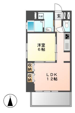 AHビル(1LDK/7階)の間取り写真