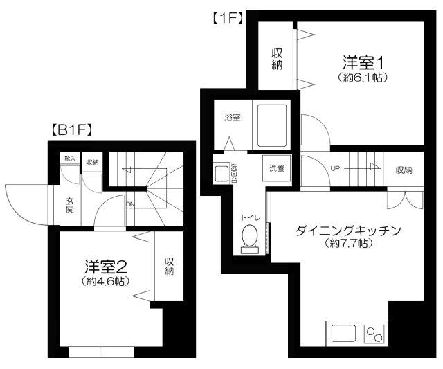 THE RESIDENCE NIHONBASHI(2DK/B1階)の間取り写真