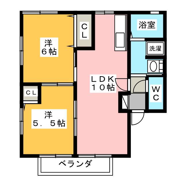 エスポワールA(2LDK/1階)の間取り写真