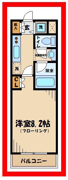 カーサソレイユ(1K/2階)の間取り写真