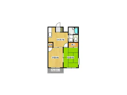 コーポときわ(2DK/1階)の間取り写真