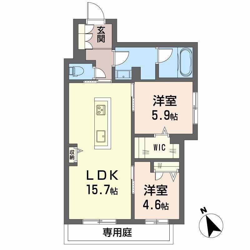 LA MAISON CALME(2LDK/1階)の間取り写真