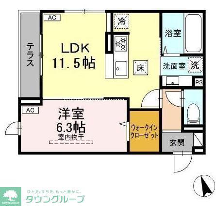 D PAINA 溝口(1LDK/1階)の間取り写真