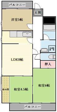 音聞ハイツ(3LDK/2階)の間取り写真