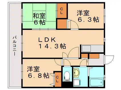 プリマヴェーラ(3LDK/3階)の間取り写真
