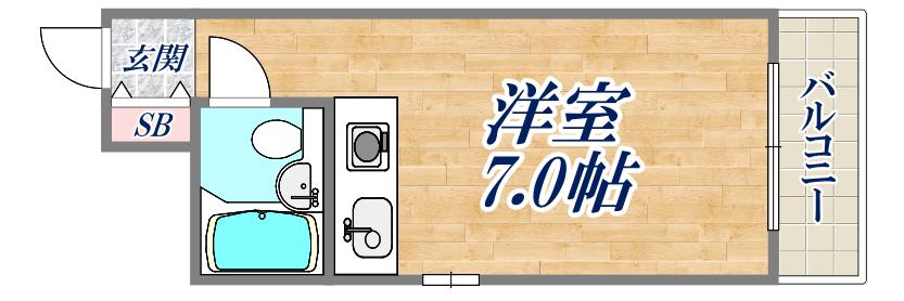 ロワイヤル北野(ワンルーム/3階)の間取り写真