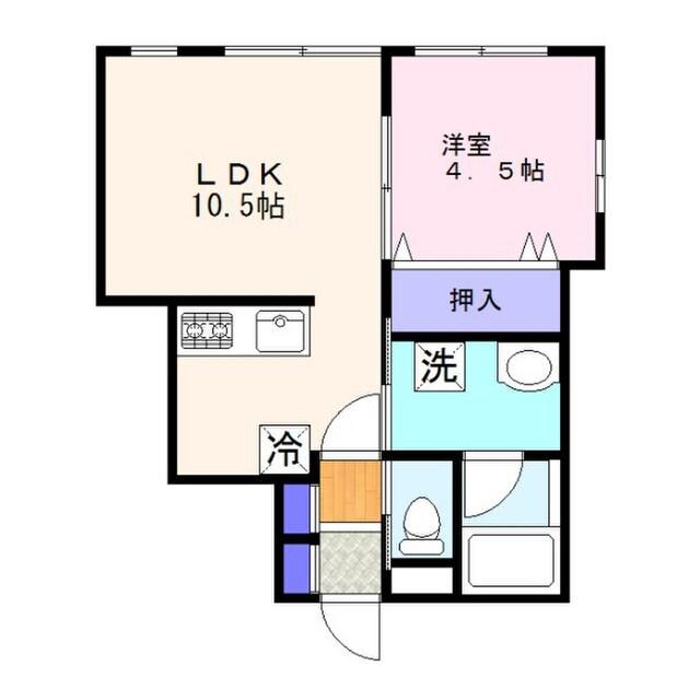 ファブール東力(1LDK/1階)の間取り写真