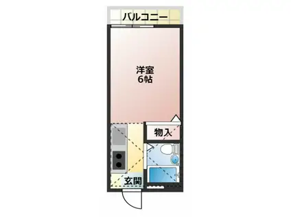 ヒルズ第II(1K/2階)の間取り写真