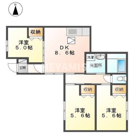 PRENDRE ONOUE(3DK/1階)の間取り写真