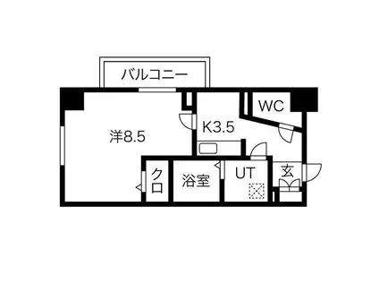 ソレイユ深草(1K/3階)の間取り写真