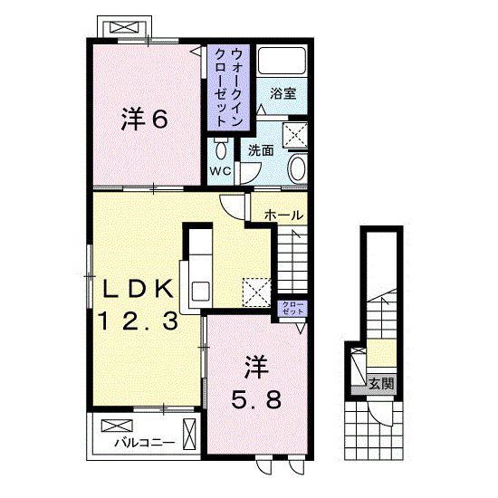 プレミアム17番館(2LDK/2階)の間取り写真