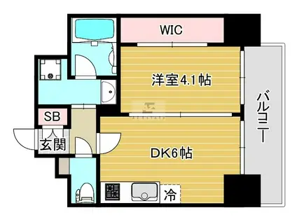 エステムコート難波VIエント(1DK/4階)の間取り写真