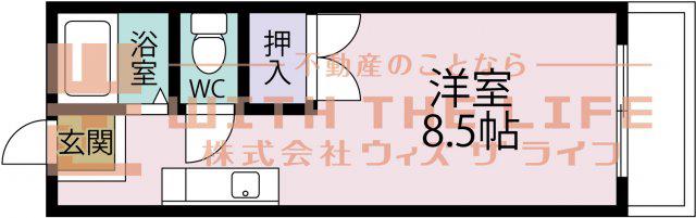 クラウンハイツ(ワンルーム/2階)の間取り写真