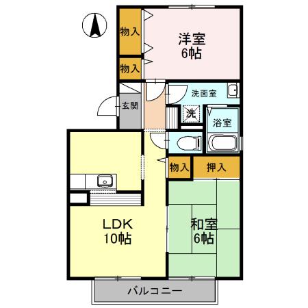 フレンドコーポ B棟(2LDK/2階)の間取り写真
