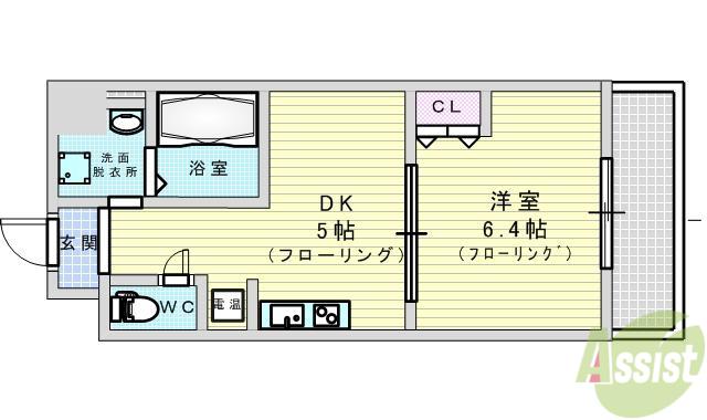 第16関根マンション(1DK/7階)の間取り写真