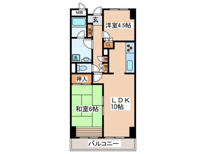 エフティープラザ聖蹟桜ヶ丘(2LDK/6階)の間取り写真