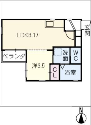 プランベイム幅下 サウス(1LDK/1階)の間取り写真