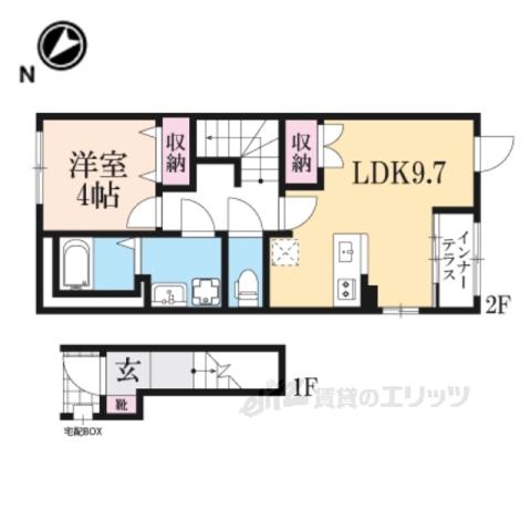 丹波篠山市中野アパート2(1DK/2階)の間取り写真