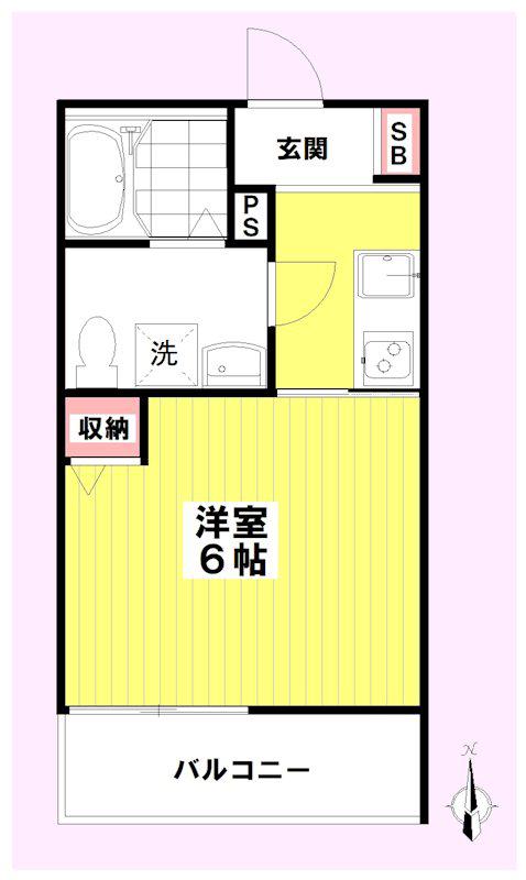 カルヴィ川崎(1K/2階)の間取り写真