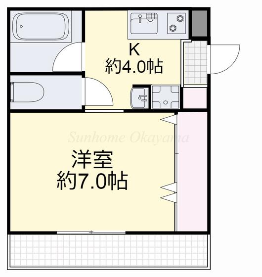 サンライズマンション(1K/3階)の間取り写真