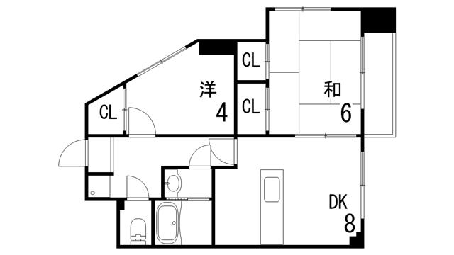 ドミール東灘II(2LDK/2階)の間取り写真