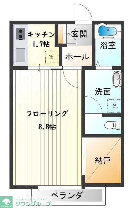 京王線 京王八王子駅 徒歩3分 3階建 築19年(1K/1階)の間取り写真