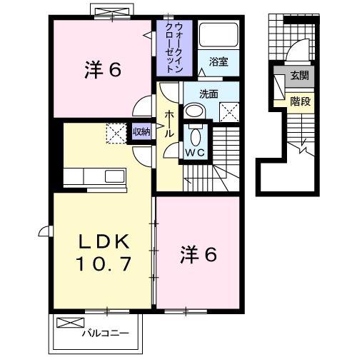 アヴニールVII(2LDK/2階)の間取り写真