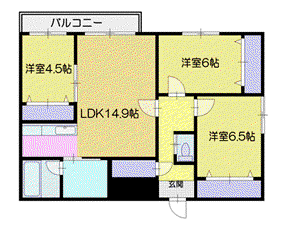 メゾンMT北野(3LDK/4階)の間取り写真