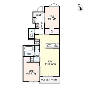 尼崎市西昆陽2丁目集合(2LDK/1階)の間取り写真