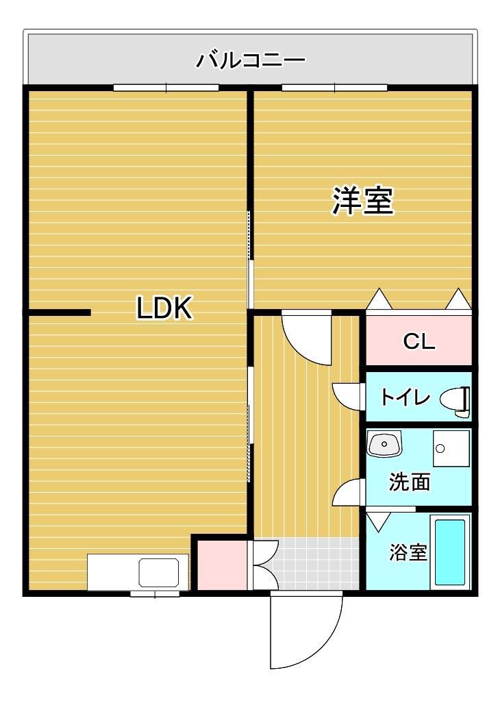フリーダム5(1LDK/2階)の間取り写真