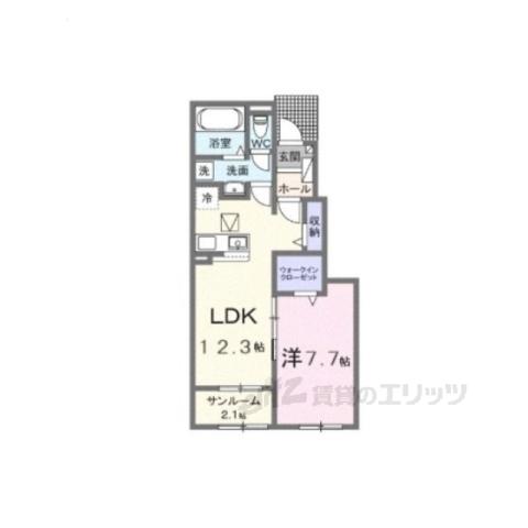 セイバリー プリムローズ Ⅱ(1LDK/1階)の間取り写真