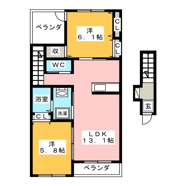 フルージュ(2LDK/2階)の間取り写真