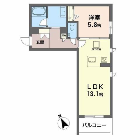 シャーメゾン下荒田(1LDK/1階)の間取り写真