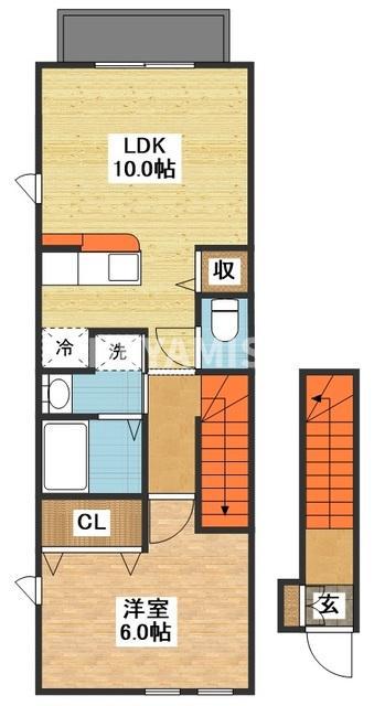サニーハイツ(1LDK/2階)の間取り写真