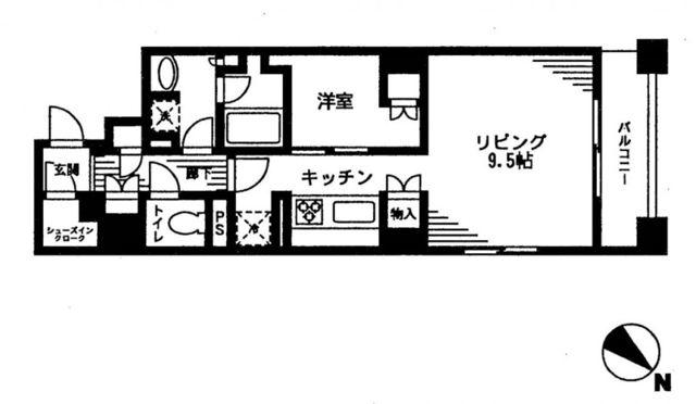 レジディア日本橋馬喰町(ワンルーム/9階)の間取り写真