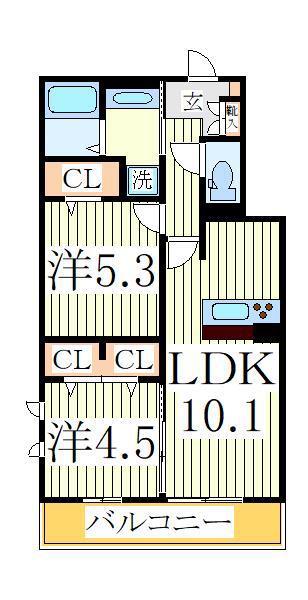 レガーメ(2LDK/2階)の間取り写真