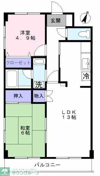 エクセルシア(2LDK/2階)の間取り写真