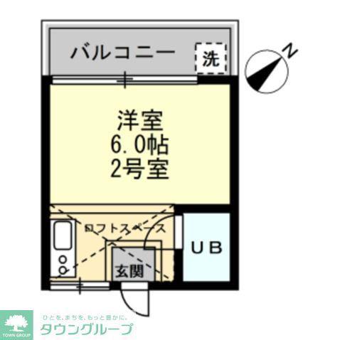 ヒルサイド(ワンルーム/2階)の間取り写真